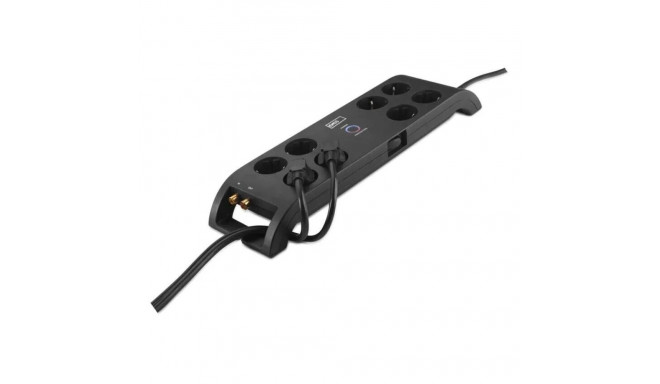 Power strip with surge protection (1800J) 3m 8 sockets, IEC, RJ45 protection black EMOS