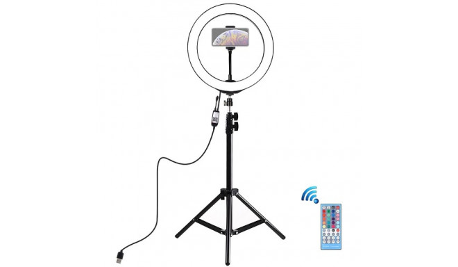 LED Ring Lamp 26 cm With Desktop Tripod Mount Up To 1.1m, Phone Clamp, USB