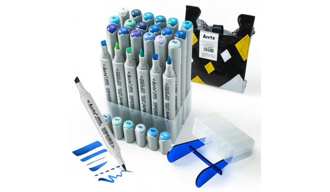 Double-sided Marker Pens ARRTX Oros (24 Colours, blue tone shade)