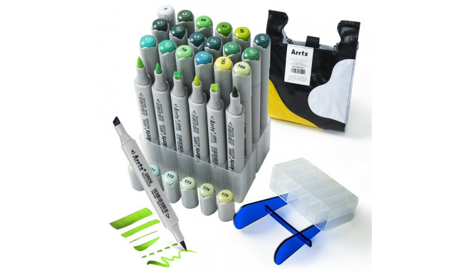 Double-sided Marker Pens ARRTX Oros (24 Colours, green tone shade)