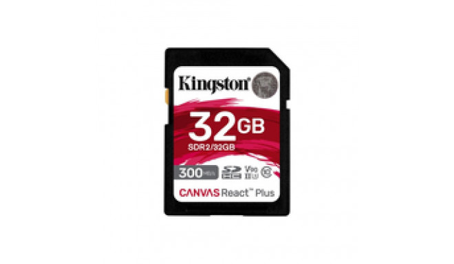 Kingston Canvas React Plus 32GB SDHC Memory Card (Black  UHS-II U3  Class 10  V90)