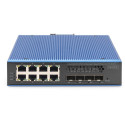 "Digitus 8+4P 10G Uplink Industrial Gigabit Ethernet PoE Switch L3 managed"