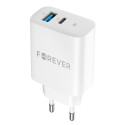 Forever TC-07 PD QC charger 1x USB-C 1x USB 30W white + USB-C - USB-C cable 60W