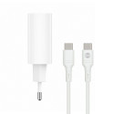 Forever TC-07 PD QC charger 1x USB-C 1x USB 30W white + USB-C - USB-C cable 60W