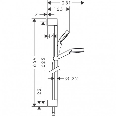 Shower set HANSGROHE CROMETTA 1JET 100, without soap dish, stand 65 cm