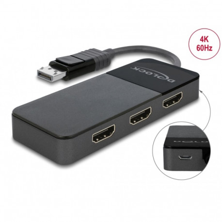 Delock DisplayPort 1.4 Splitter 1 x DisplayPort to 3 x HDMI MST