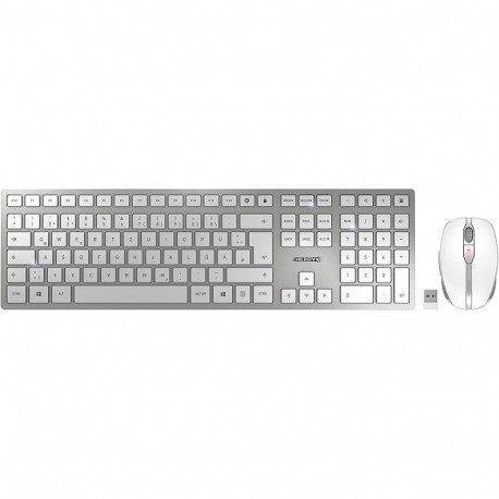 DE layout - CHERRY DW 9100 SLIM, desktop set (white/silver, SX scissor technology)
