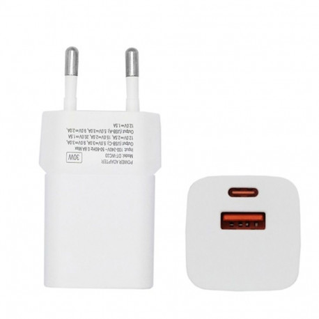 Charger GaN USB Type-C, USB Type-A: 30W, PPS
