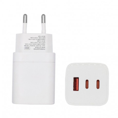 Charger GaN 2x USB Type-C, USB Type-A: 65W, PPS