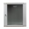 Wall mount cabinet 19 12U 635/600/600mm, glass door, grey (RAL 7035)