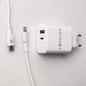 Forever TC-07 PD QC charger 1x USB-C 1x USB 30W white + USB-C - USB-C cable 60W