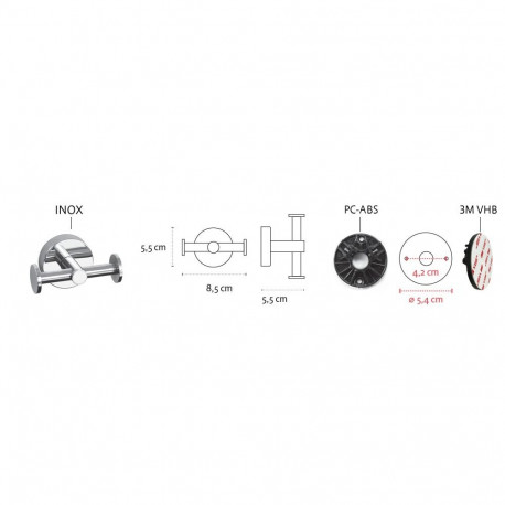 Double towel hook Kapitan UNO 12 22 99, satin