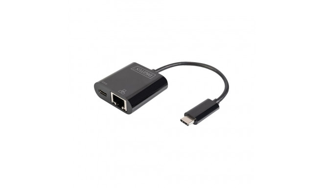 Digitus USB-Type-C Gigabit Ethernet adapter koos toiteedastuse funktsiooniga DN-3027 must USB-C port