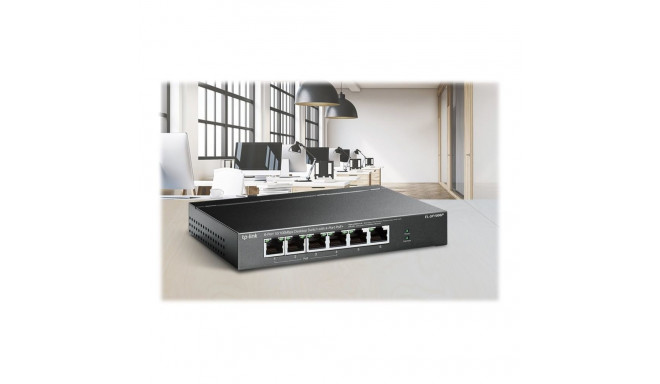 TP-LINK Lüliti TL-SF1006P Hallatav Desktop 10/100 Mbps (RJ-45) 6 porti PoE+ 4 porti Sisevooluadapter