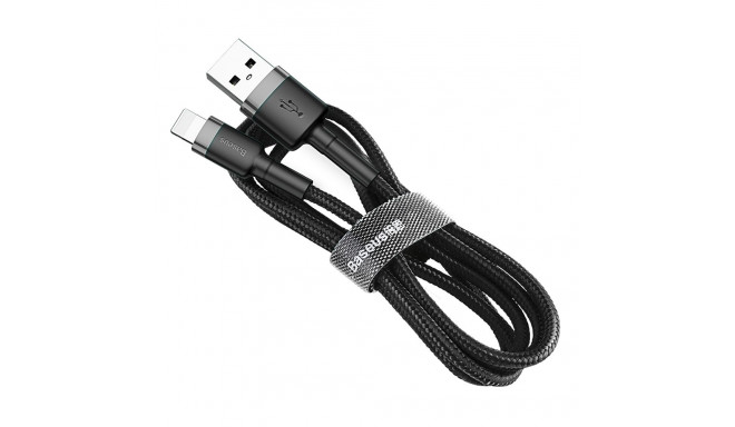 Baseus CALKLF-RG1 Cafule USB lightning kabelis 2A / 3m melns+pelēks