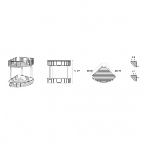 Corner shower shelf Kapitan NETS 96 38 88 55, black matte