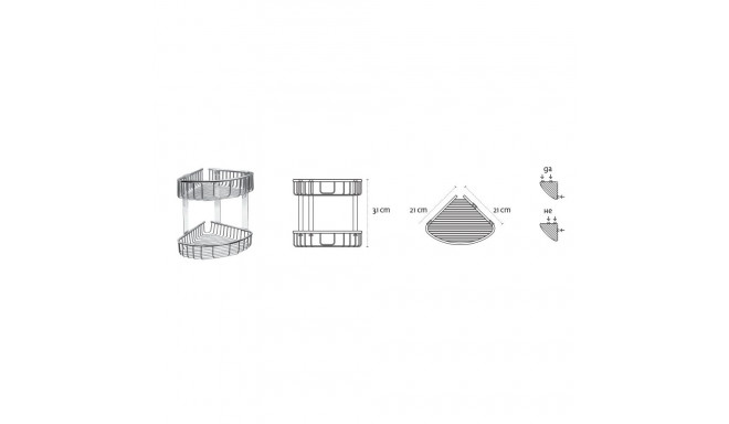 Corner shower shelf Kapitan NETS 96 38 88 55, black matte