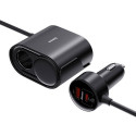 BASEUS car charger USB A + Type C + 2 x cigarette lighter PD 5A 30W C00455300121-00 black