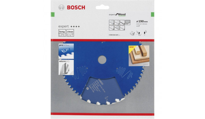 Bosch circular saw blade Expert for Wood, 190mm, 24Z (bore 20mm)