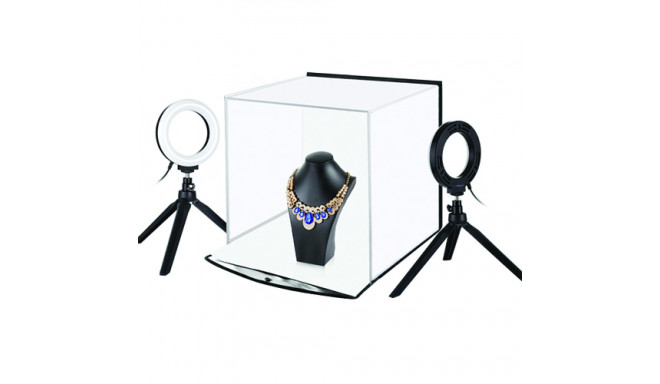 Photo box with a set of ring lamps, 30x30x30cm