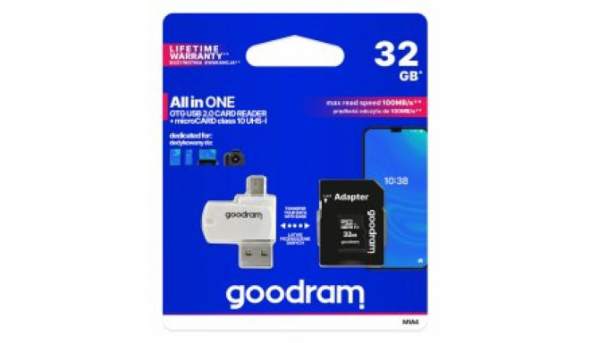 Goodram RAM MicroSD class 10 UHS I 32GB card + Card reader