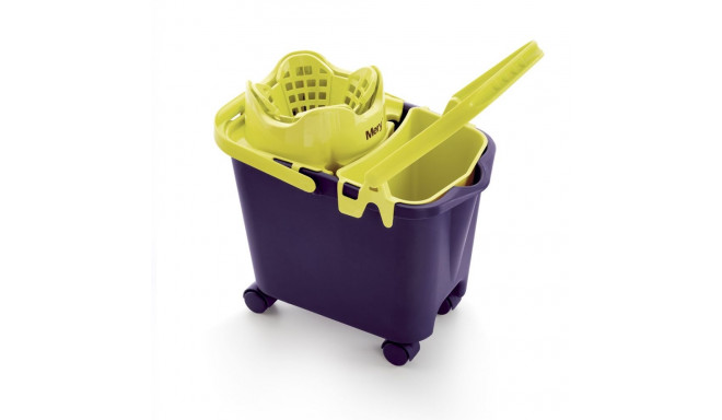 MERY Rectangular bucket on wheels 14 ltr with squeezer and refill