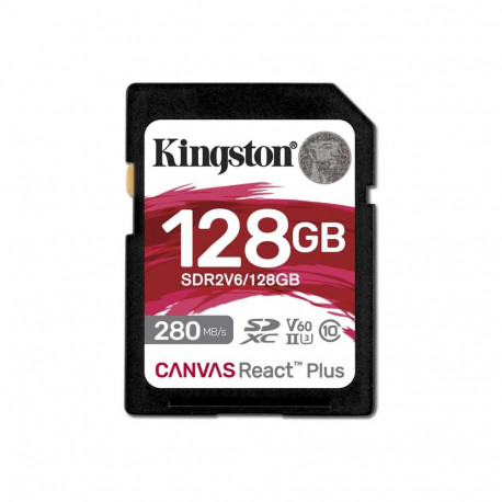 KINGSTON SDXC Canvas React Plus 128GB UHS-II 280R/100W U3 V60 Full HD/4K jaoks