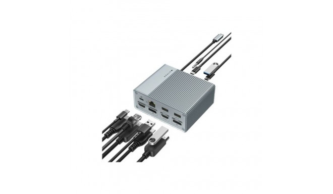HYPER HDG212B sülearvuti dokk/portide replikator USB 3.2 Gen 2 (3.1 Gen 2) Type-C hõbedane
