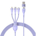 3in1 USB cable Baseus Flash Series 2, USB-C + micro USB + Lightning, 100W, 1.2m (purple)