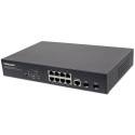 Intellinet 8-Port Gigabit Ethernet PoE+ Web-Managed Switch with 2 SFP Ports, IEEE 802.3at/af Power o
