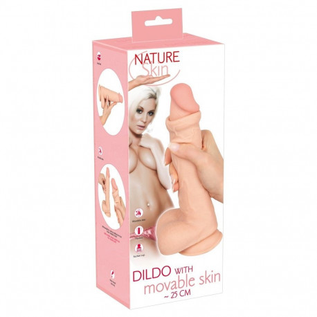 Dildo z ruchomą skórą 24,7cm Nature Skin