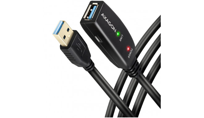 Axagon Active extension USB 3.2 Gen 1 A-M > A-F cable, 10 m long. Power supply option.