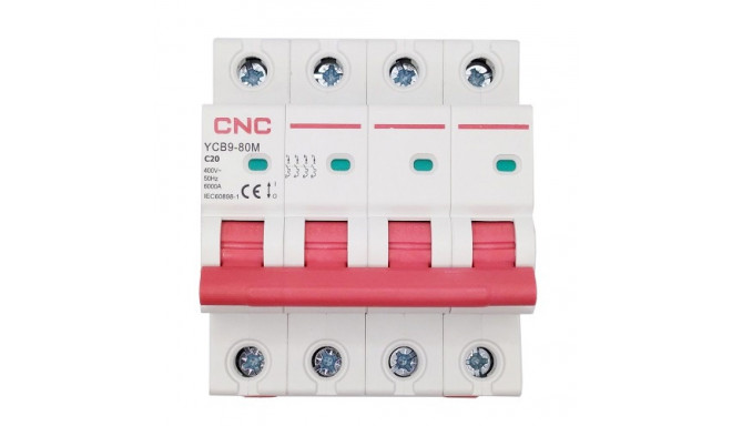 Miniature Circuit Breaker, 4P, 20A, Class C, 6kA