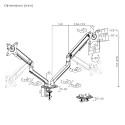 Spring mount for two 17"-32" monitors