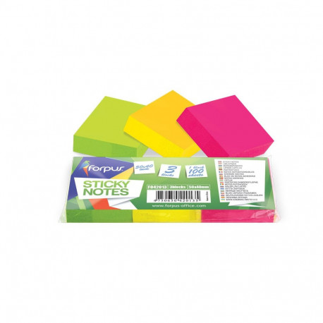 Märkmepaber FORPUS, 50x40mm, 3tk pakis, assortii