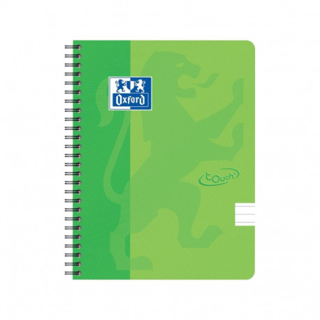 Folder in spiral binding A5+ lined OXFORD Touch cardboard covers green 70 sheets