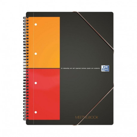 Folder in spiral binding A5+ square OXFORD Meetingbook plastic covers with rubber 80 pages