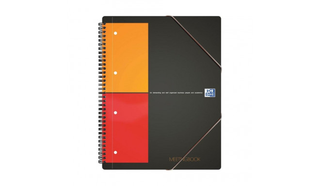 Folder in spiral binding A5+ square OXFORD Meetingbook plastic covers with rubber 80 pages