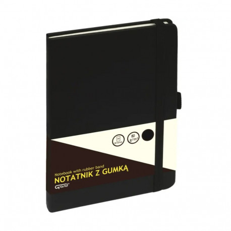 Notebook GRAND with rubber A5 /80 black square