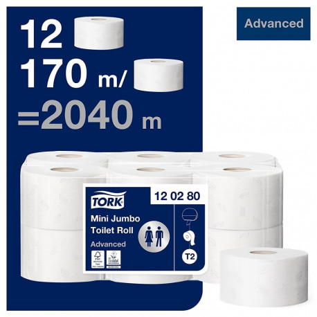 Toilet paper 2-layer TORK Mini Jumbo Advanced T2 170m (120280)