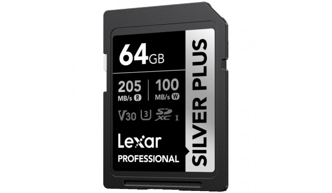 Lexar SDXC Professional SILVER Plus 1066x UHS-I/U3/A2/4K R205/W100 (V30) 64GB