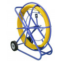 Pilot for pulling cables, fiberglass FRP, 11mm, 200m, with wheels, yellow