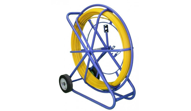 Pilot for pulling cables, fiberglass FRP, 11mm, 200m, with wheels, yellow