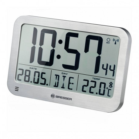 Wall /Table Clock silver Bresser MyTime MC LCD