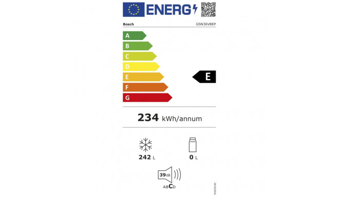 Bosch GSN36VBEP Serie 4 kaappipakastin, musta