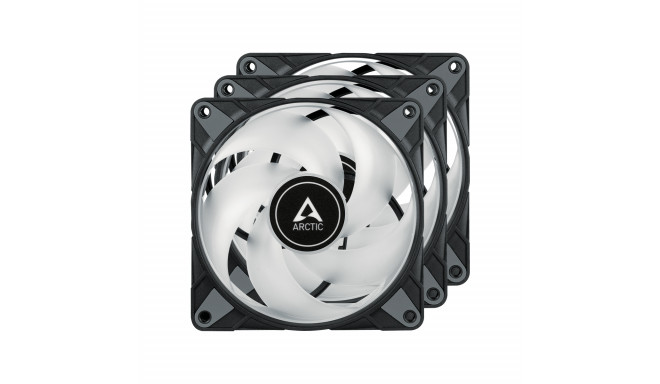 Arctic P12 PWM PST A-RGB 0dB -ventilaatorikomplekt, 120 mm, must, 3-pack