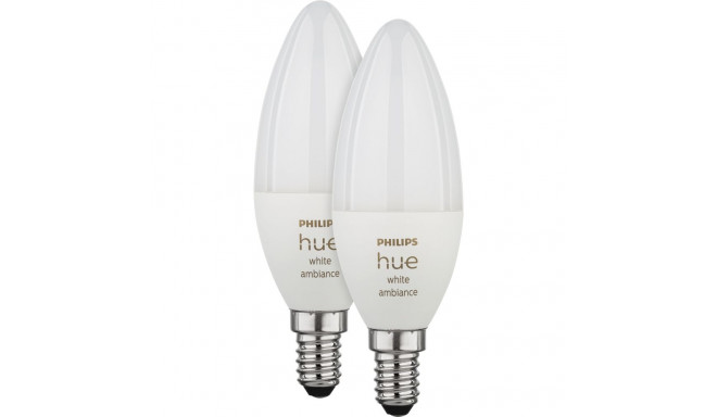 Philips Hue White Ambiance LED-nutikas lamp, BT, E14, 470 lm, 2 tk pakk