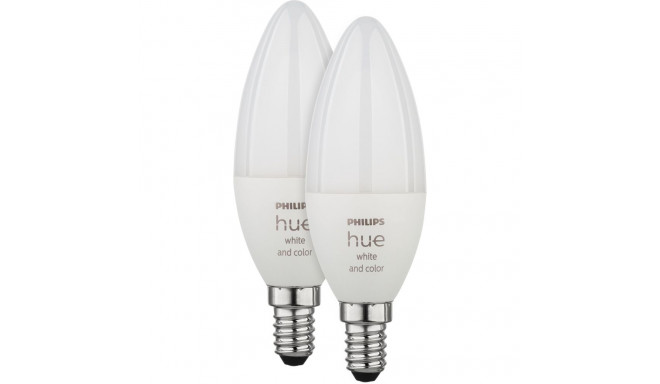 Philips Hue White and Color Ambiance -LED-älylamppu, BT, E14, 470 lm, 2kpl pakkaus