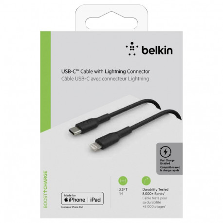 Belkin BOOST CHARGE™ Lightning - USB-C kaapeli, 1m, musta