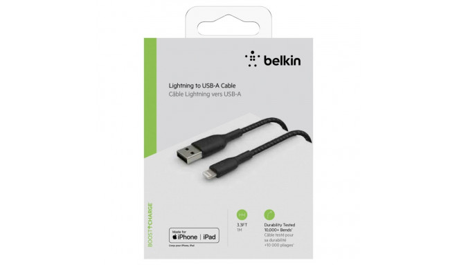 Belkin BOOST CHARGE™ Lightning - USB-A kaapeli punottu, 1m, musta